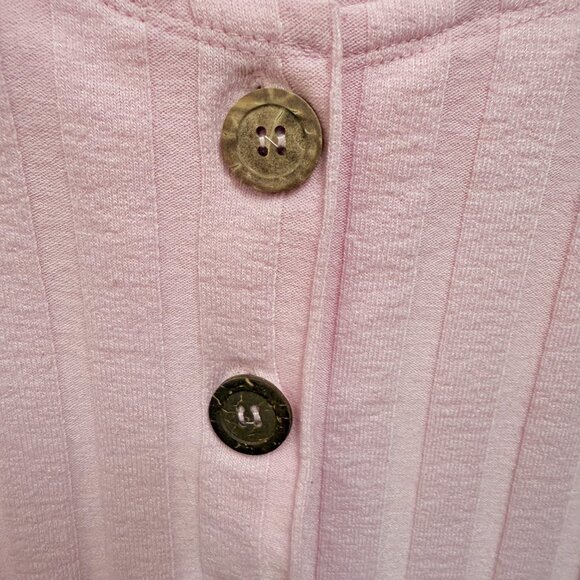 FREE PEOPLE, Pink, Square Neck, Short Sleeve Button Down Shirt, Size L - Picture 3 of 5